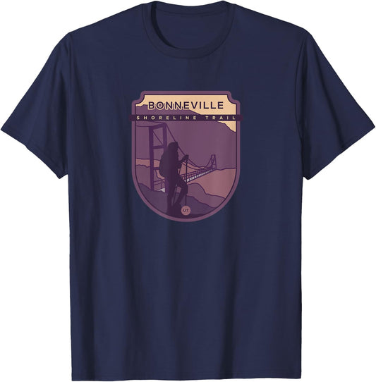 Bonneville Shoreline Trail – Utah hiker T-Shirt - T-Shirt | Navy