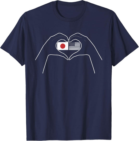 Half Japanese Half American USA Flag Japan America T-Shirt - T-Shirt | Navy
