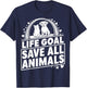 Life Goal Save All The Animals Vintage Rescue Animal Retro T-Shirt - T-Shirt | Navy