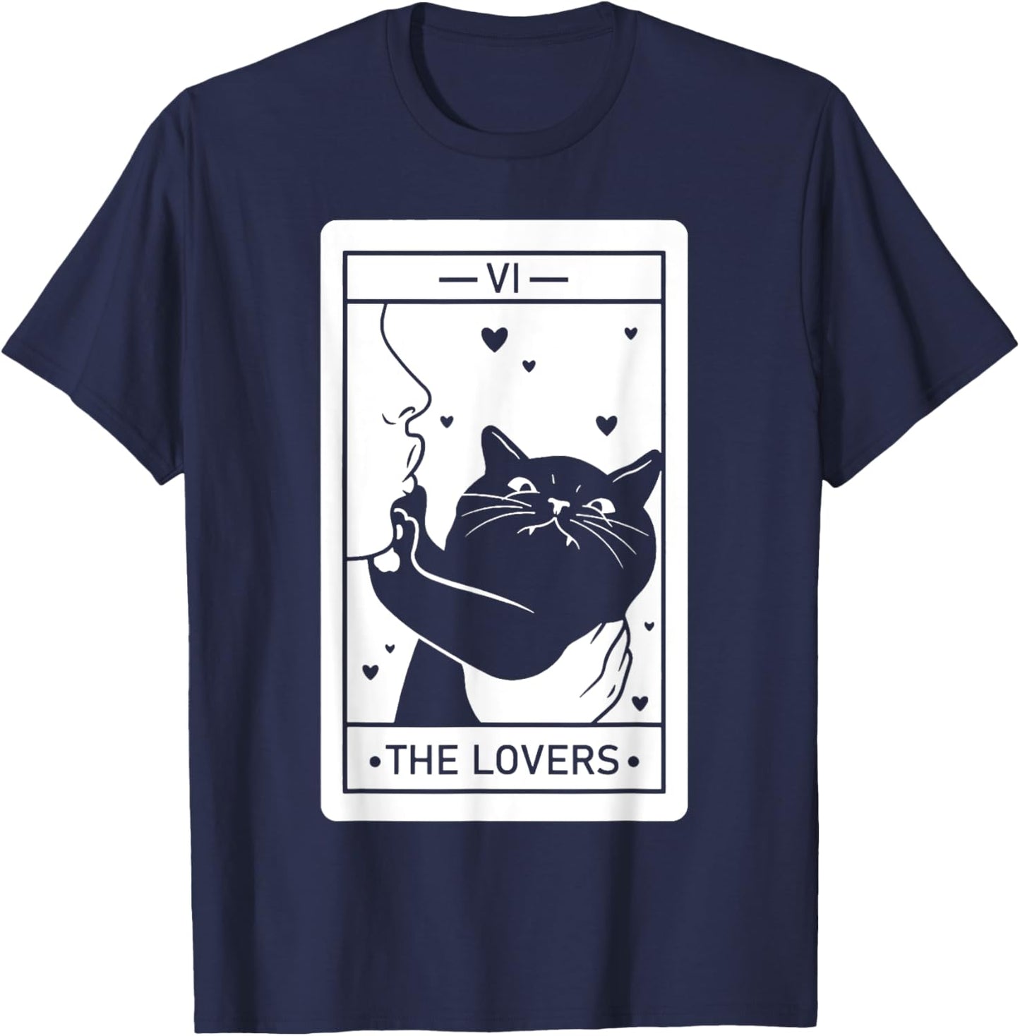 The Lovers Cat Humor Tarot Card Halloween Black Cats Lover T-Shirt - T-Shirt | Navy