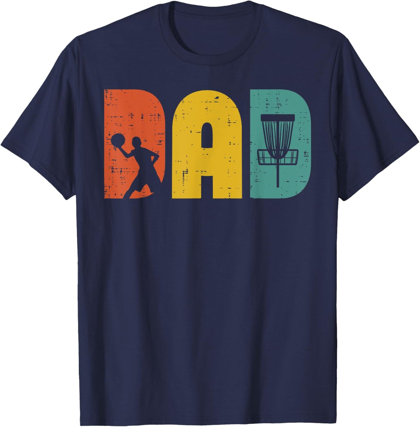 Disc Golf Dad Retro Frisbee Frolf Fathers Day Daddy Papa Men T-Shirt - T-Shirt | Navy