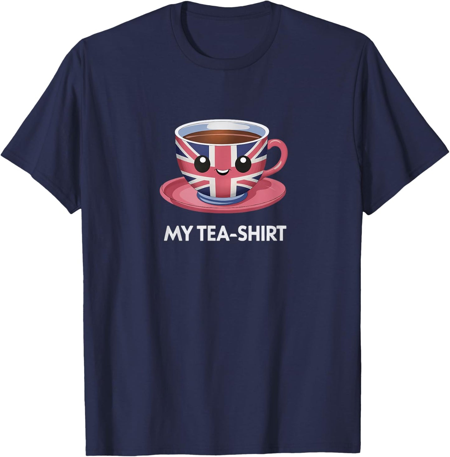 Funny I Love English Tea Party UK Flag Tea Lover London Gift T-Shirt - T-Shirt | Navy