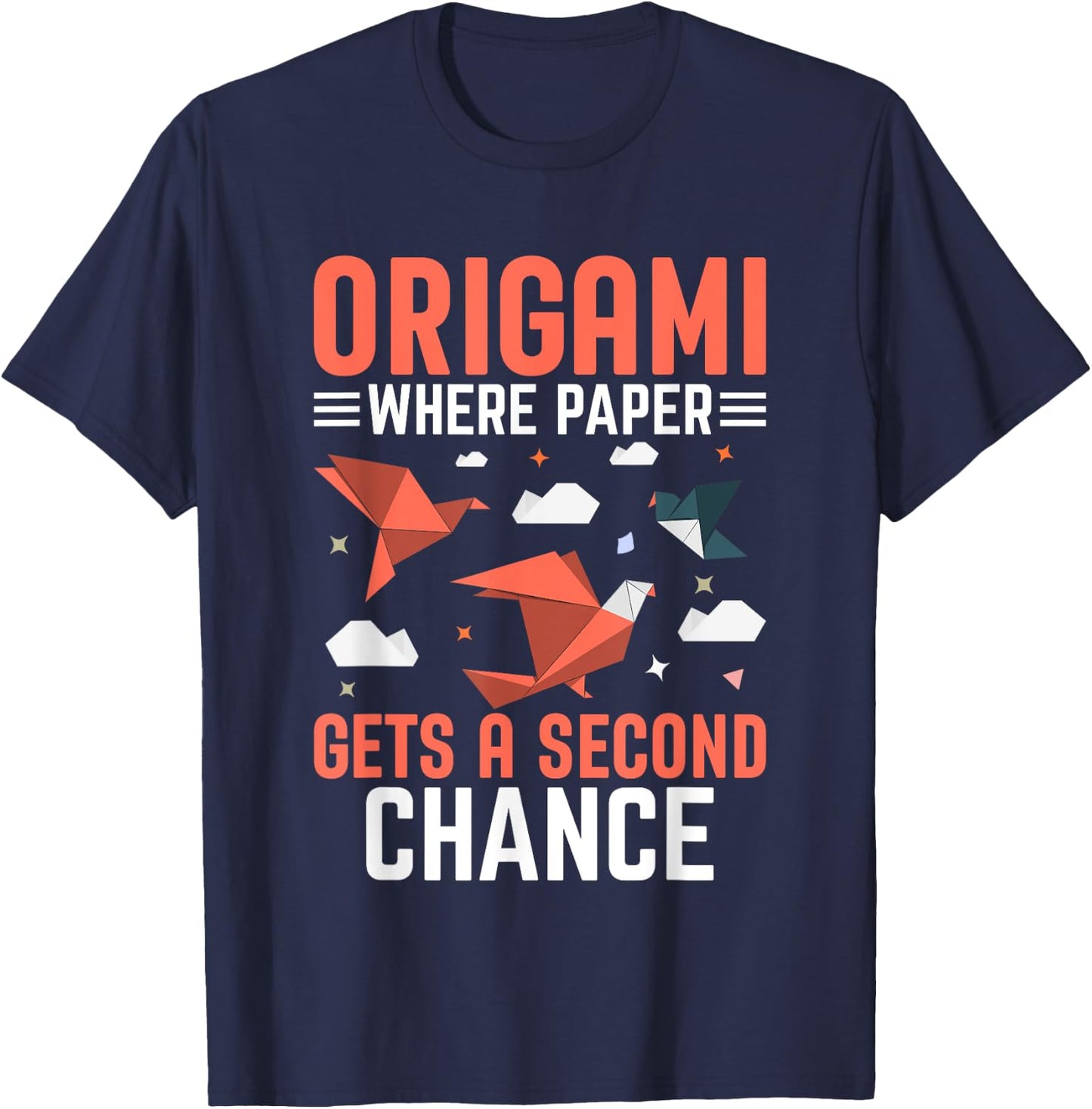 Where Paper get a second Chance Origami T-Shirt - T-Shirt | Navy