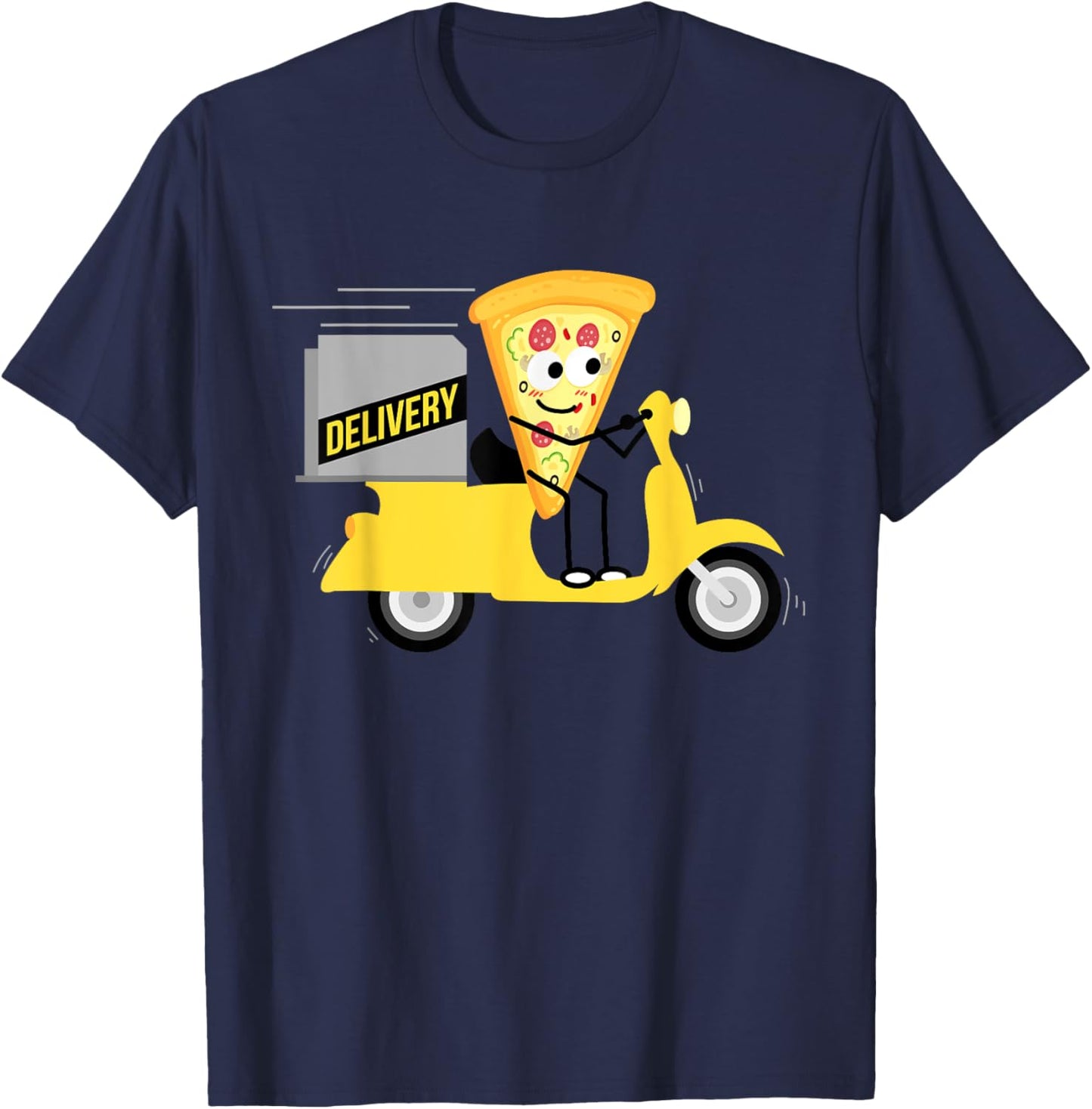Pizza Delivery Motorcycle Shirt | Cool Pizza Lovers Gift T-Shirt - T-Shirt | Navy