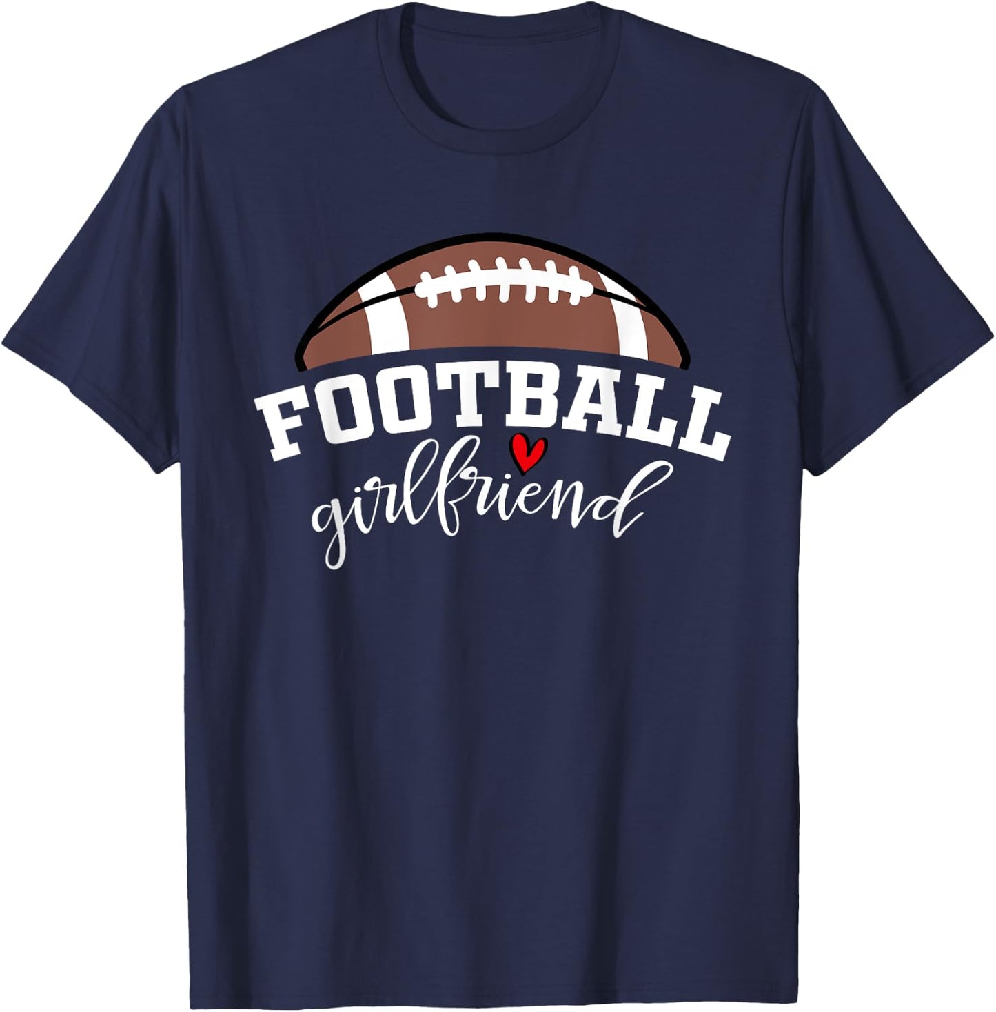 Football Girlfriend Biggest Fan Game Day Football Cheer T-Shirt - T-Shirt | Navy