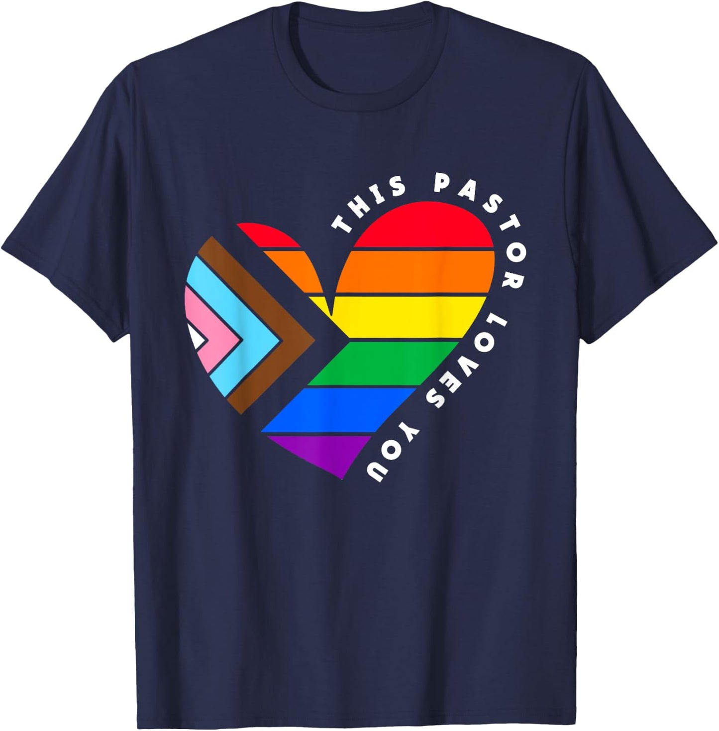 Christian Ally Inclusive Pride Clergy This Pastor Loves You T-Shirt - T-Shirt | Navy