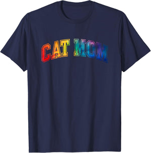 Cat Mom - Tie Dye - Rainbow - Varsity - 2024 T-Shirt - T-Shirt | Navy