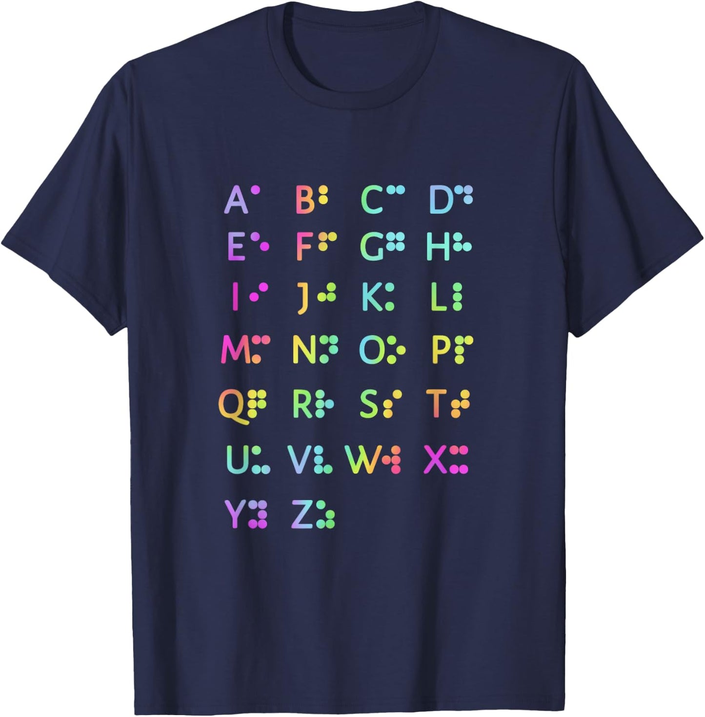Retro Vibe Braille Alphabet Blind Awareness T-Shirt - T-Shirt | Navy
