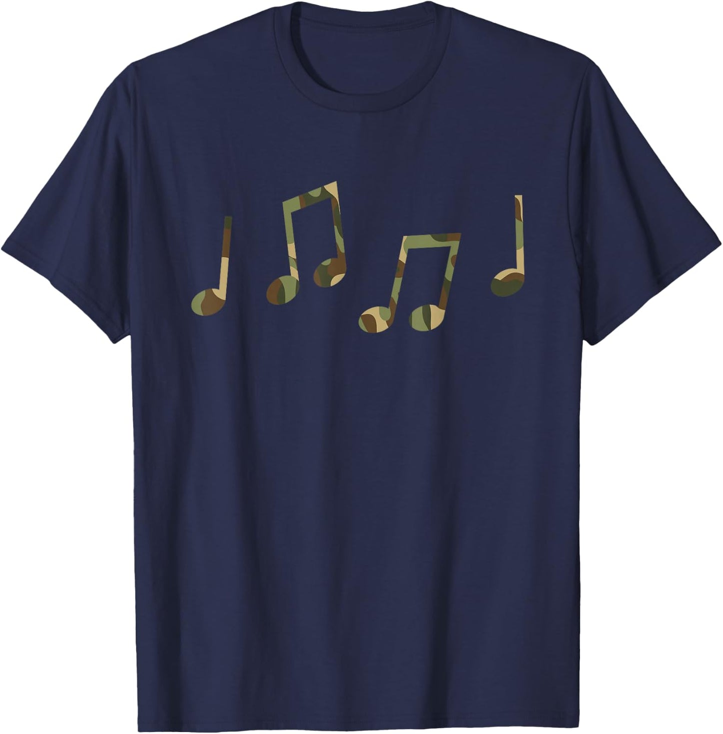 Camo Musician Camouflage Music Notes Camo Music Teacher T-Shirt - T-Shirt | Navy