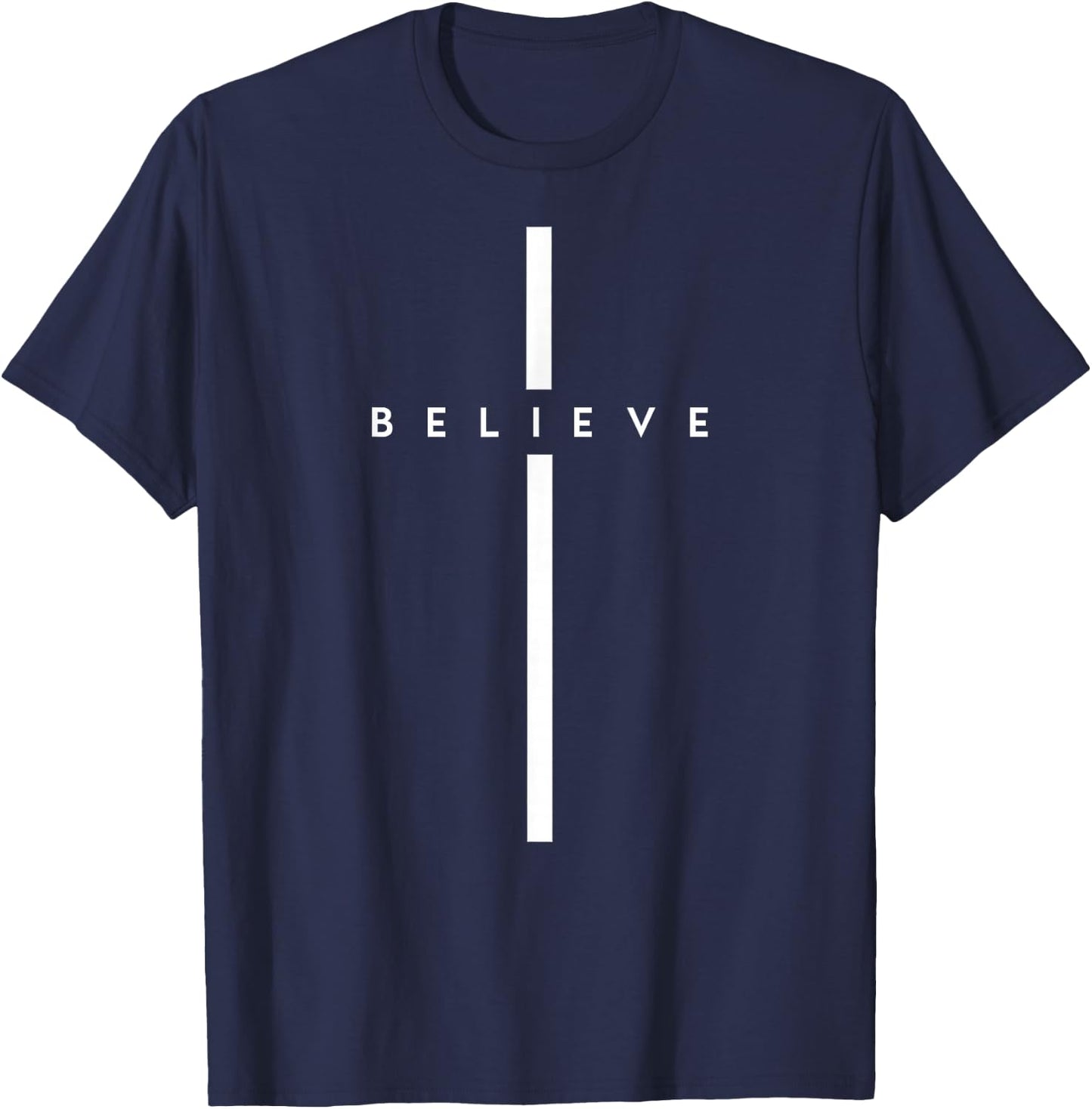Believe Cross God Jesus Easter Christian Religious Men Women T-Shirt - T-Shirt | Navy