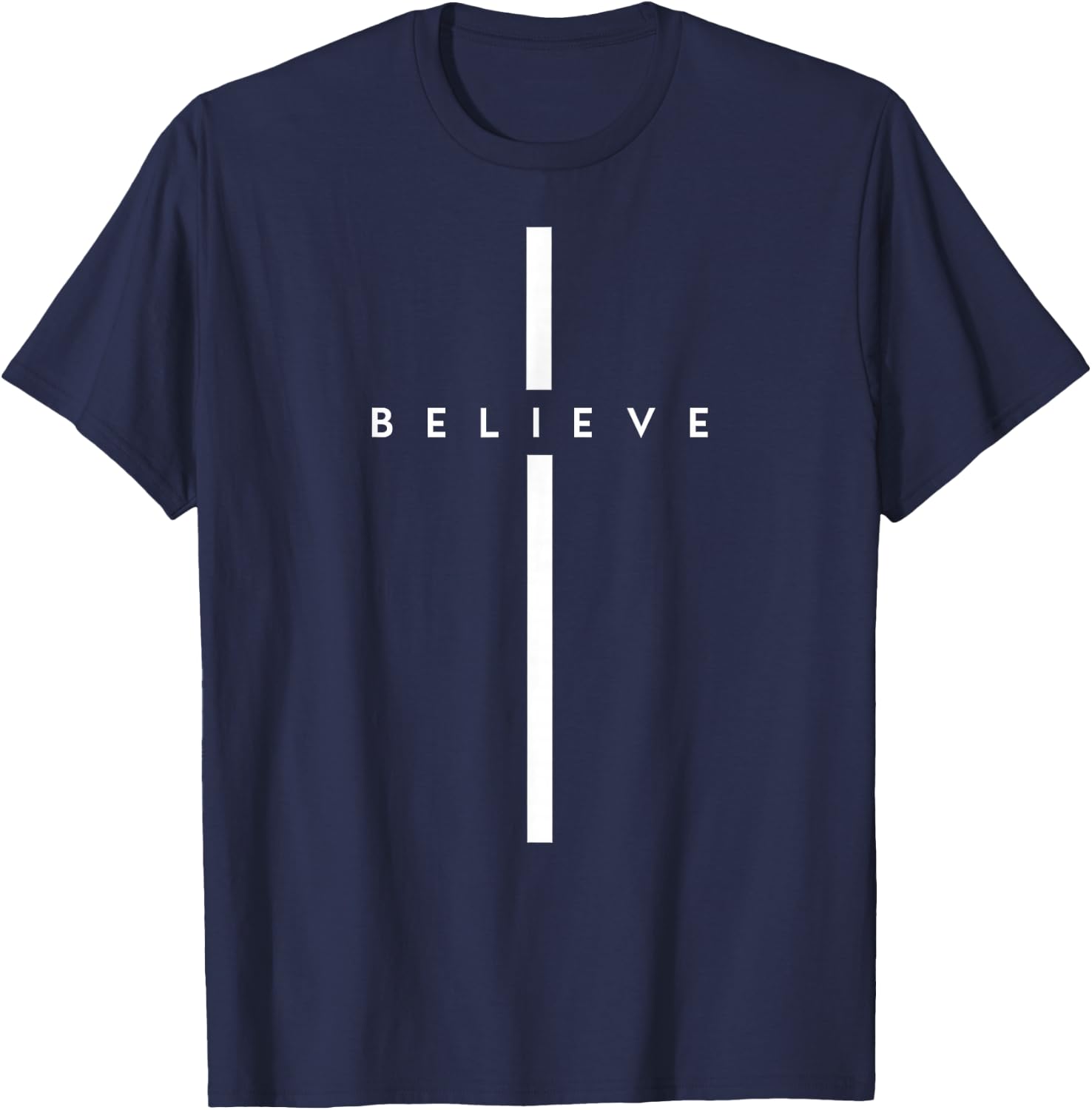 Believe Cross God Jesus Easter Christian Religious Men Women T-Shirt - T-Shirt | Navy