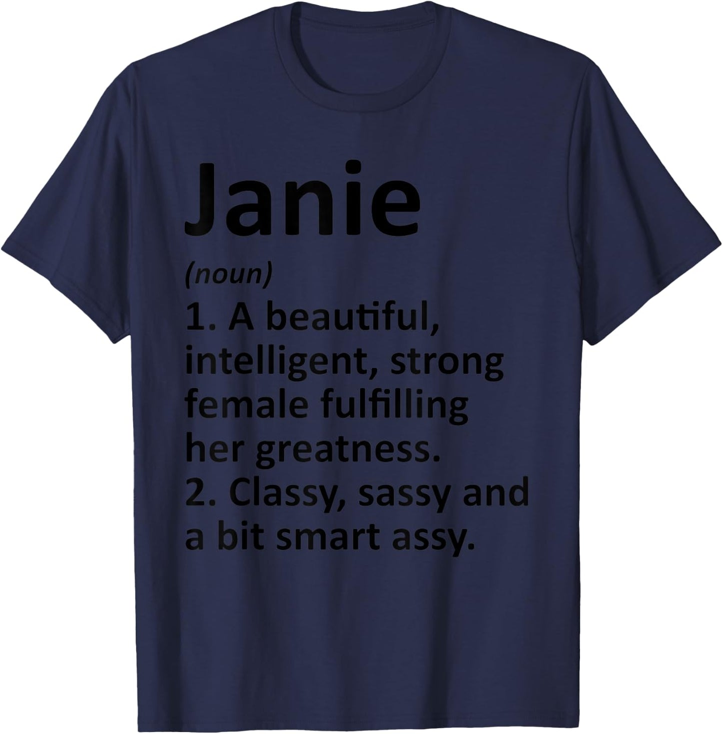 JANIE Definition Personalized Name Funny Christmas Gift T-Shirt - T-Shirt | Navy