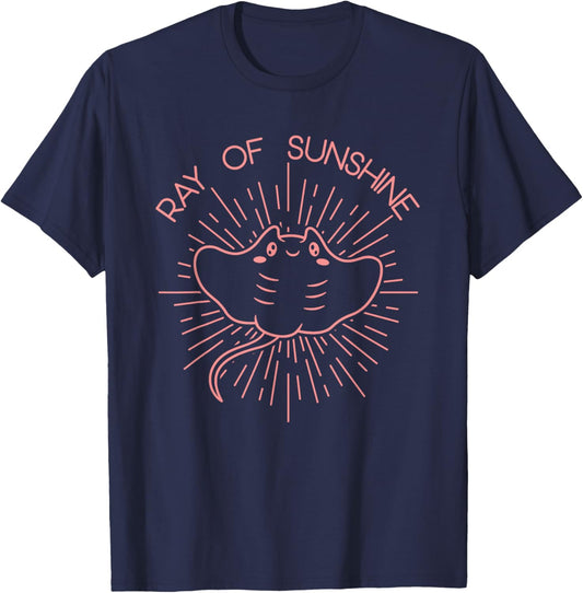 Manta ray of sunshine cute beach stingray T-Shirt - T-Shirt | Navy