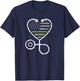 Thin Green Line Stethoscope Heart Military Nurse T-Shirt - T-Shirt | Navy