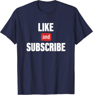 Like and subscribe text T-Shirt - T-Shirt | Navy