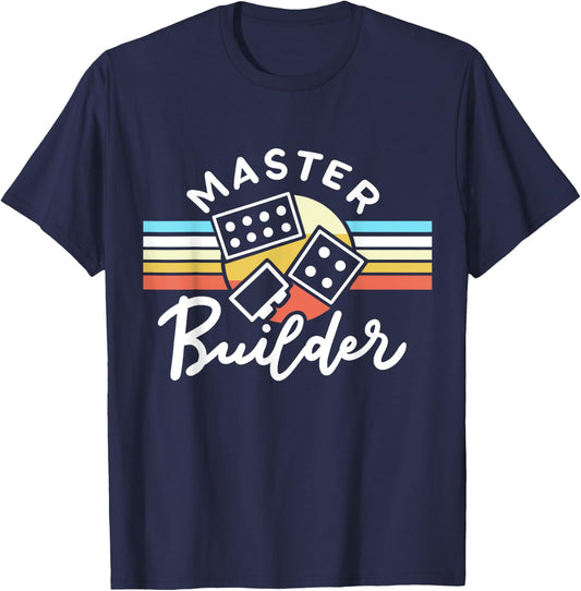 Retro Vintage Master Builder Building Blocks Men Women Kids T-Shirt - T-Shirt | Navy