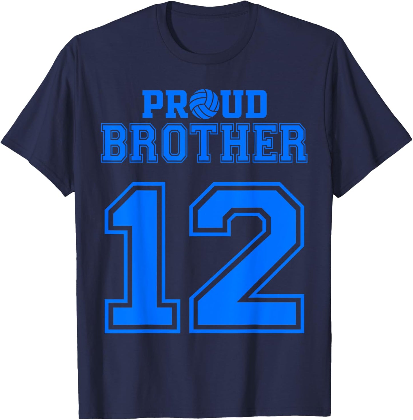 Proud Volleyball Brother Number 12 B T-Shirt - T-Shirt | Navy