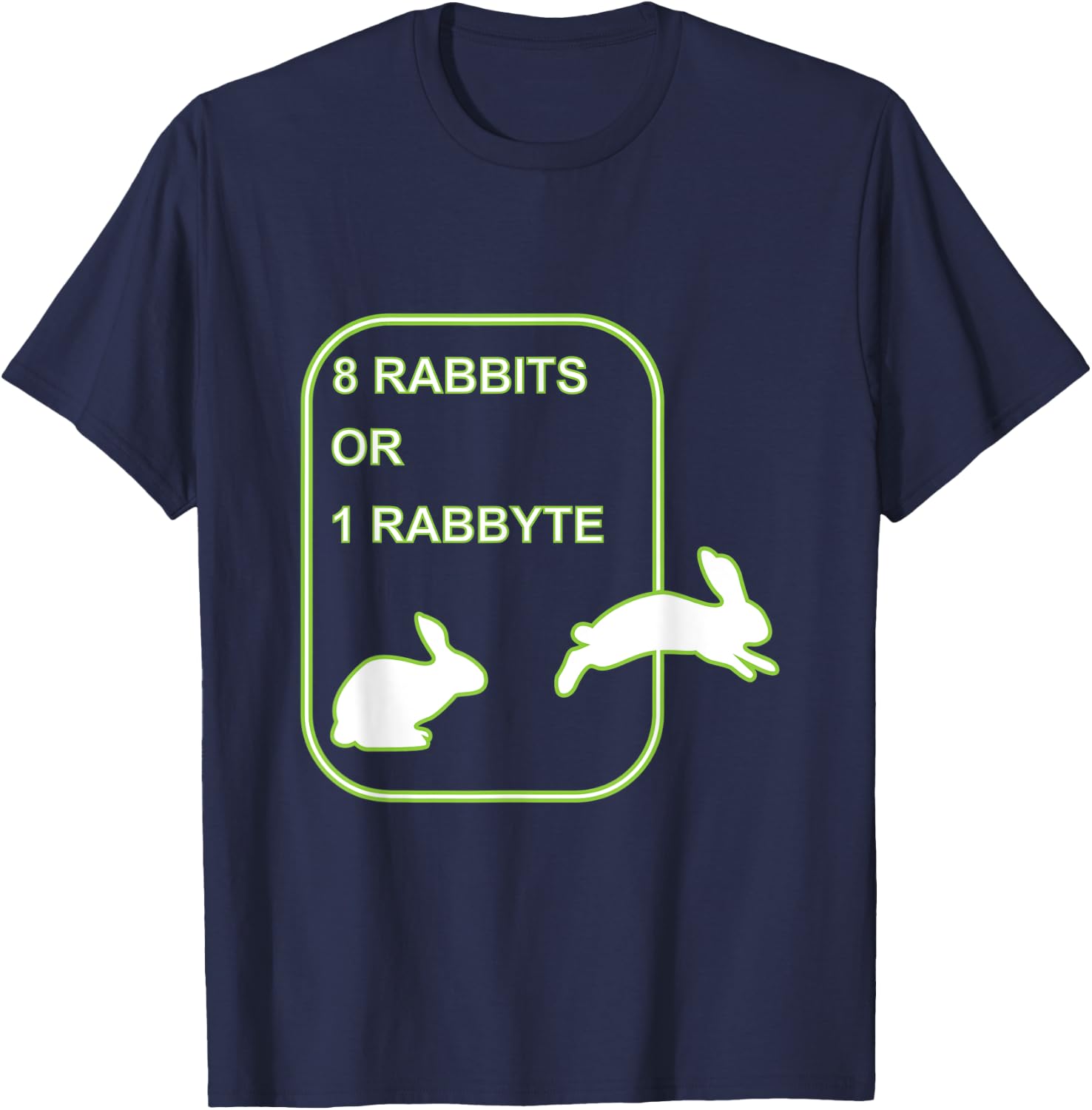 8 Rabbits 1 Rabbyte Bits and Bytes Developer T-Shirt - T-Shirt | Navy