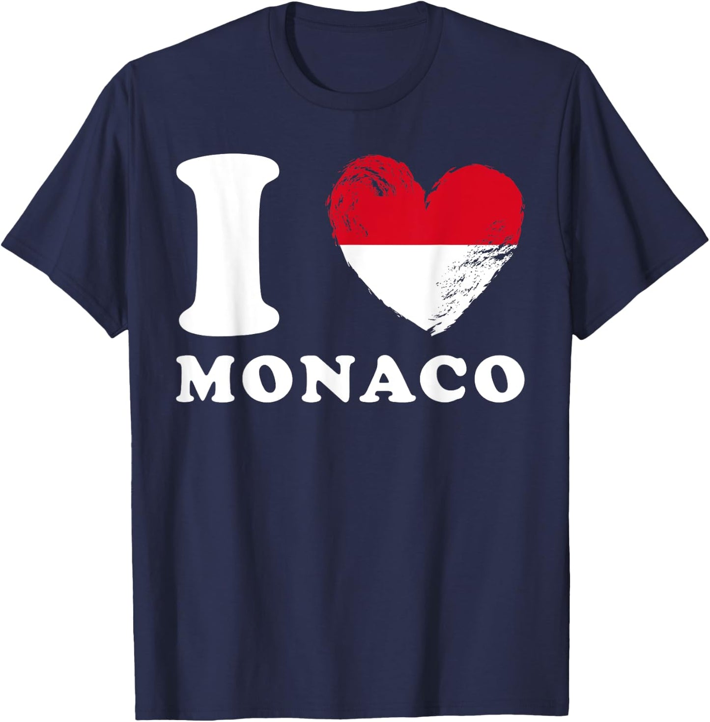 I Love Monaco - Heart Flag Monaco T-Shirt - T-Shirt | Navy