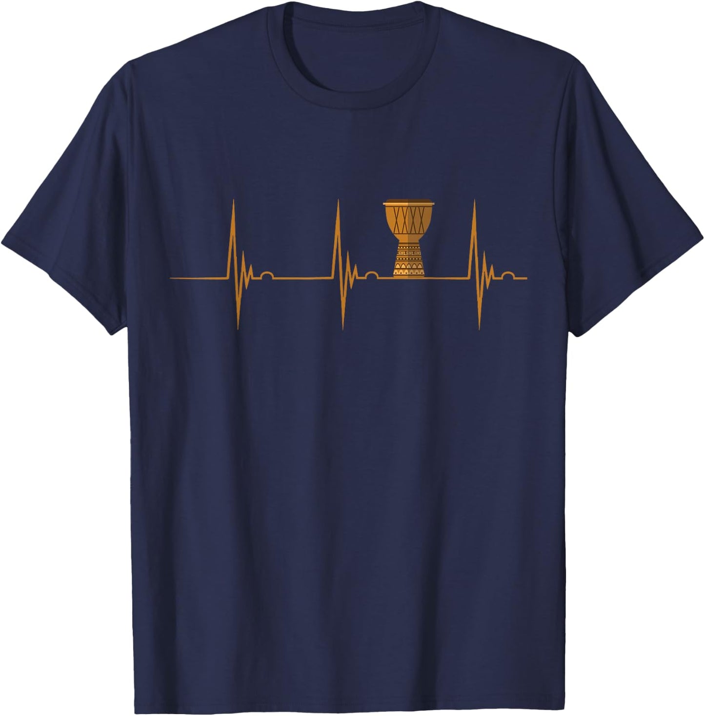 Djembe Drumming Heartbeat EKG Pulse Djembe Player Djembeist T-Shirt - T-Shirt | Navy
