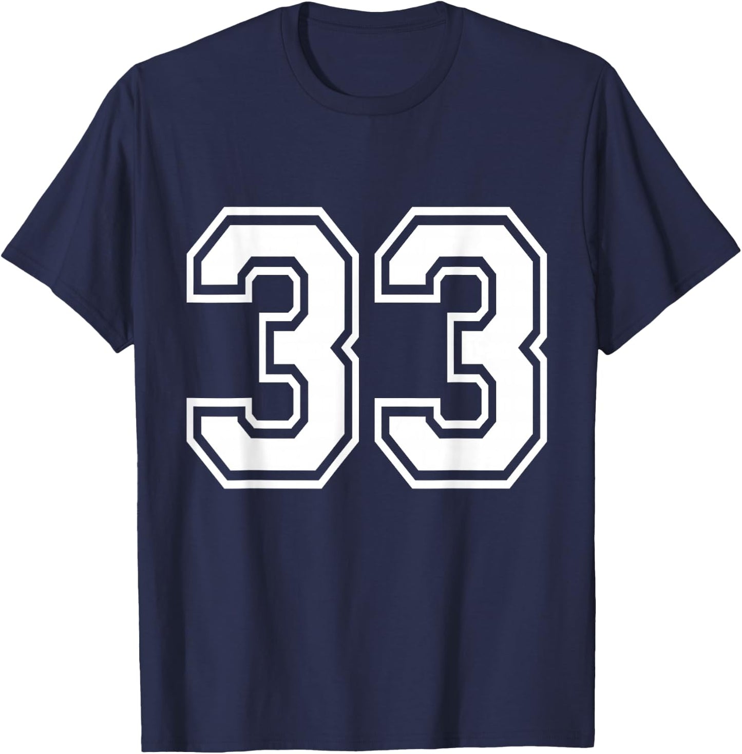Number 33 Varsity Sports Team Jersey 33rd Birthday 33 Years T-Shirt - T-Shirt | Navy
