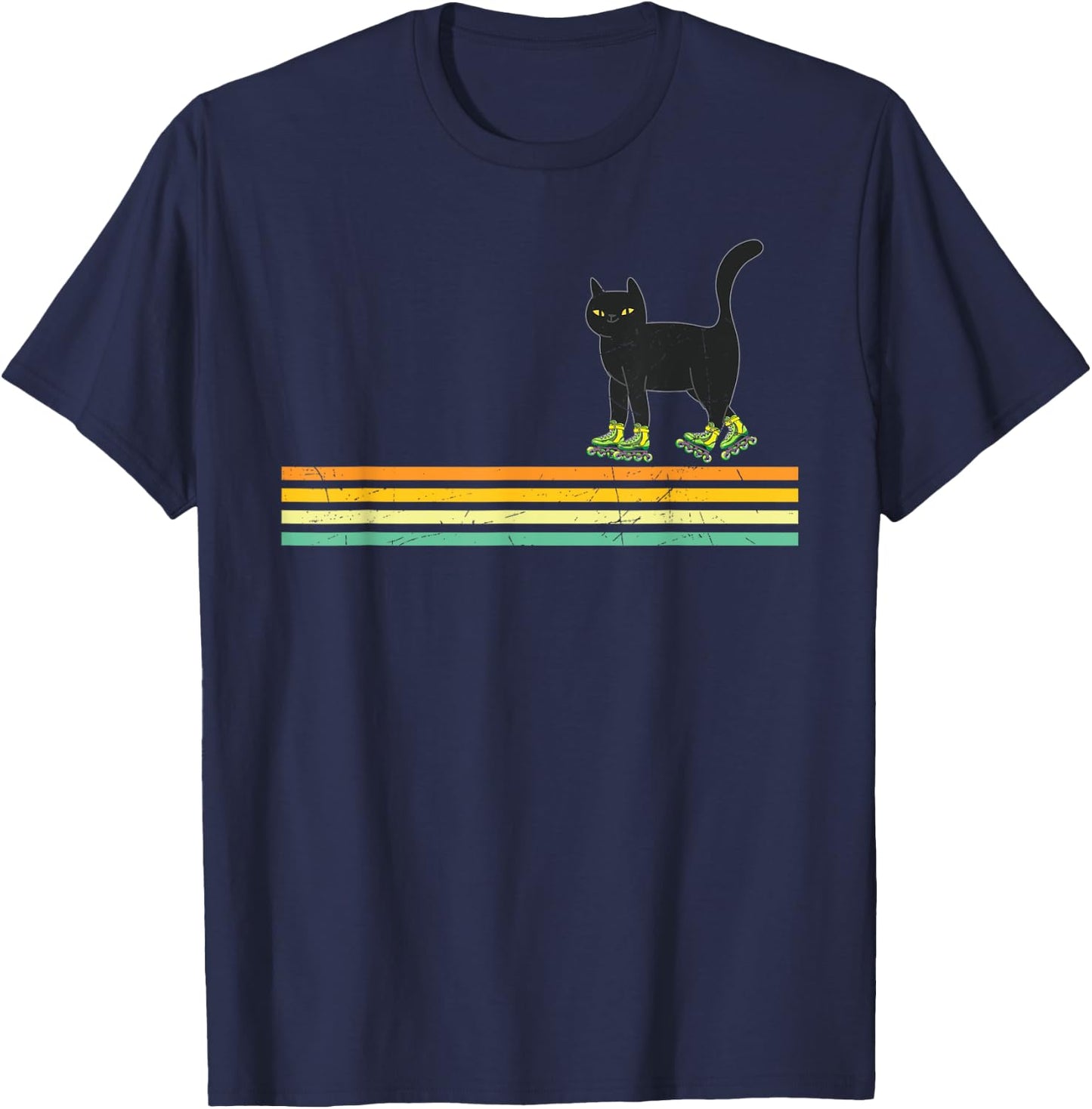 Retro Roller Skating Cats Derby Skater Girls T-Shirt - T-Shirt | Navy