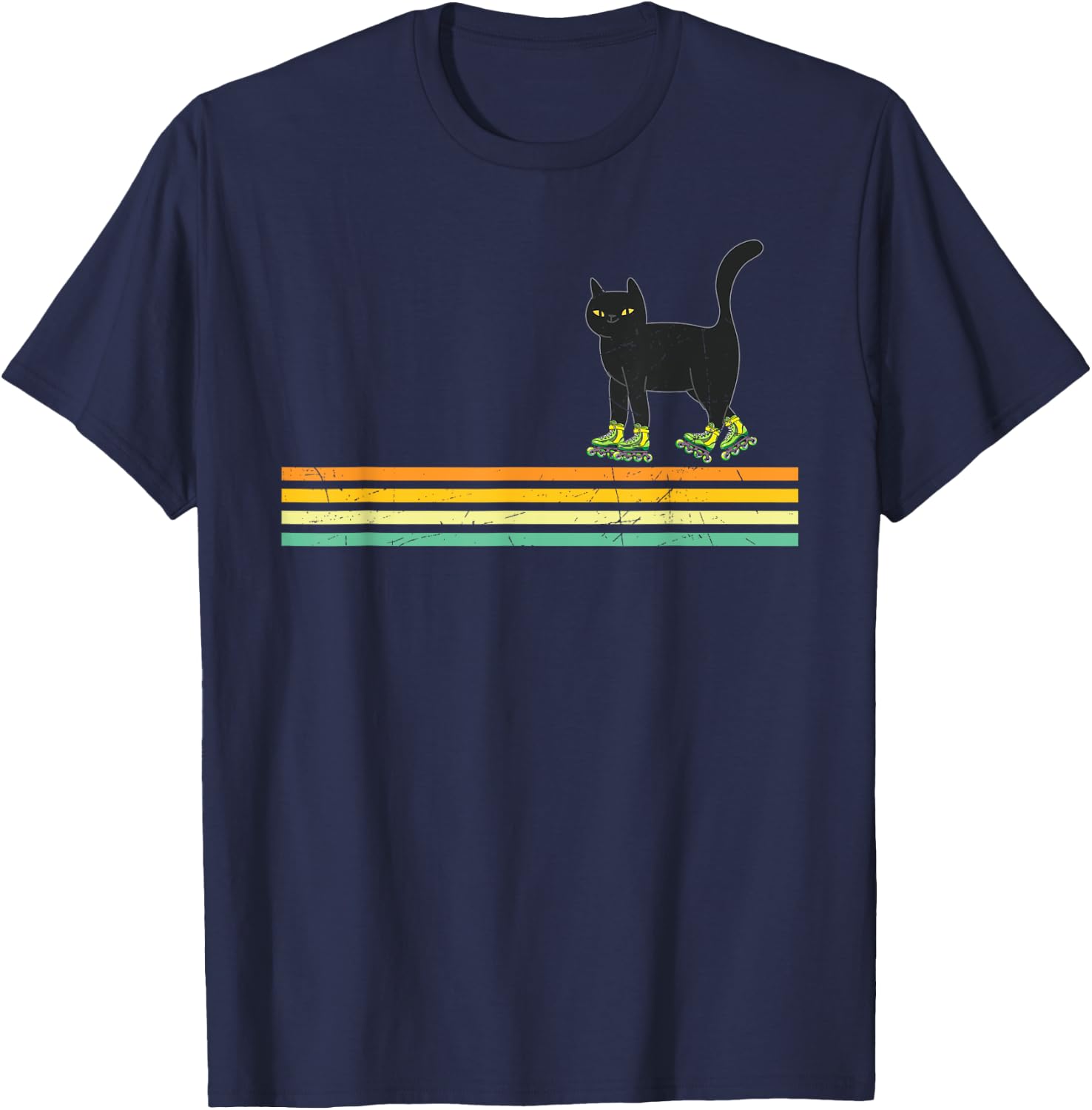 Retro Roller Skating Cats Derby Skater Girls T-Shirt - T-Shirt | Navy