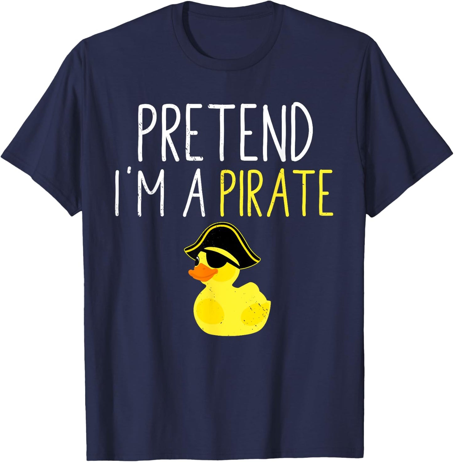Funny Halloween Costume Pretend I'm A Pirate Black Cartoon , All Ages Casual Modern Short Sleeve T-Shirt - T-Shirt | Navy