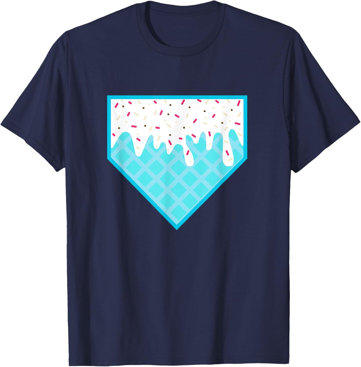 Funny Home Plate Drip - Ice Cream Softball & Baseball T-Shirt - T-Shirt | Navy