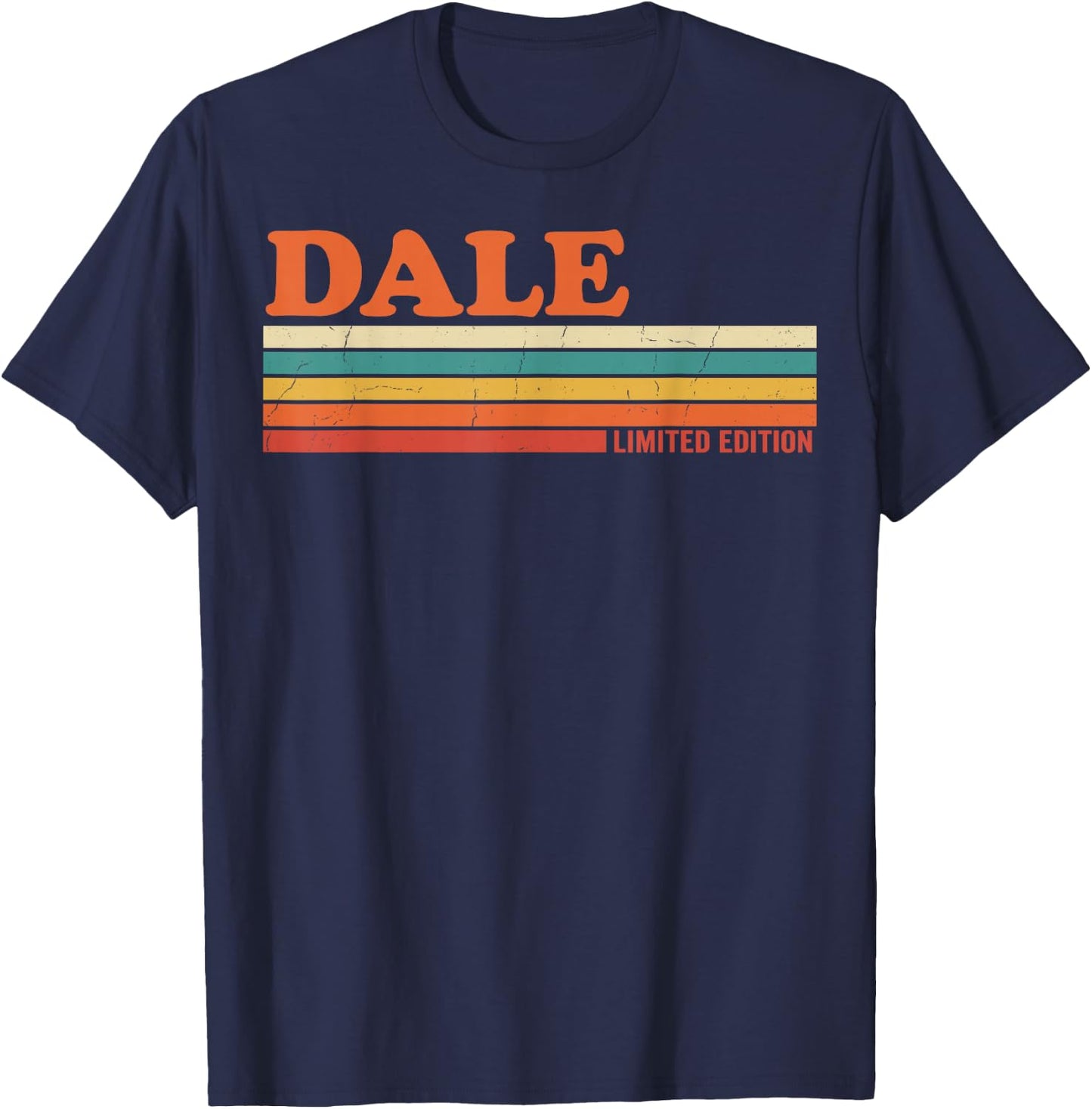 Dale Retro Personalized First Name Vintage Stripes T-Shirt - T-Shirt | Navy