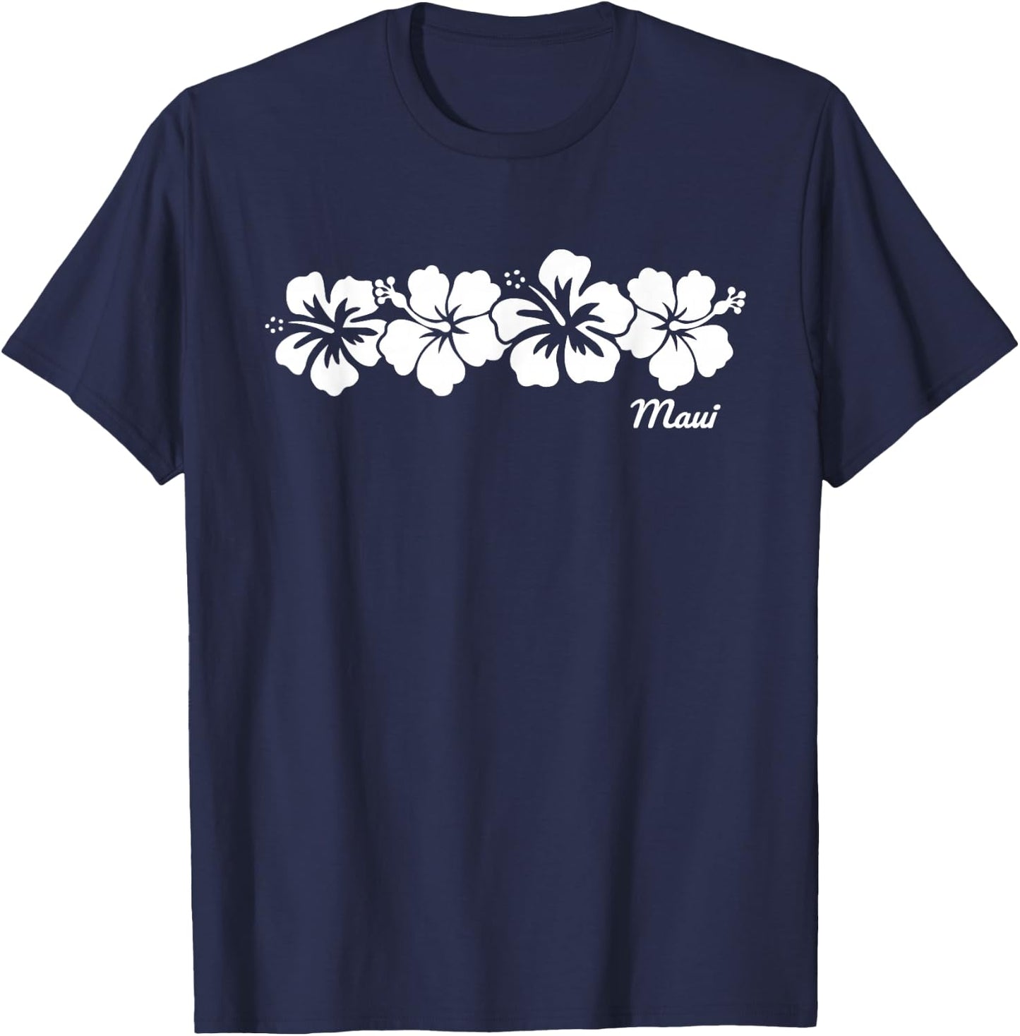 Maui Hawaii Hibiscus Flower Vacation Souvenir T-Shirt - T-Shirt | Navy