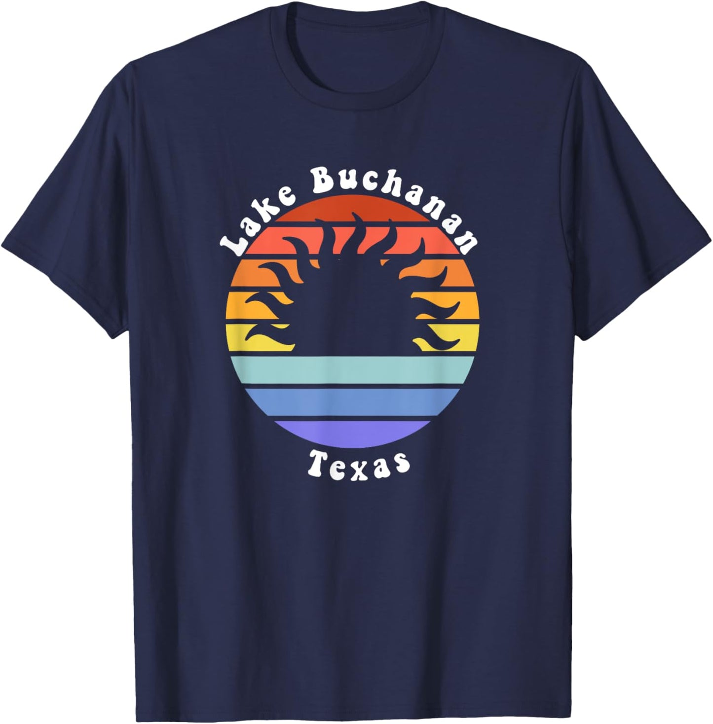 Lake Buchanan Texas TX Sunrise and Sunset Souvenir Vacation T-Shirt - T-Shirt | Navy