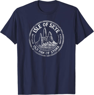Isle of Skye Scotland Old Man of Storr Formation Distressed T-Shirt - T-Shirt | Navy
