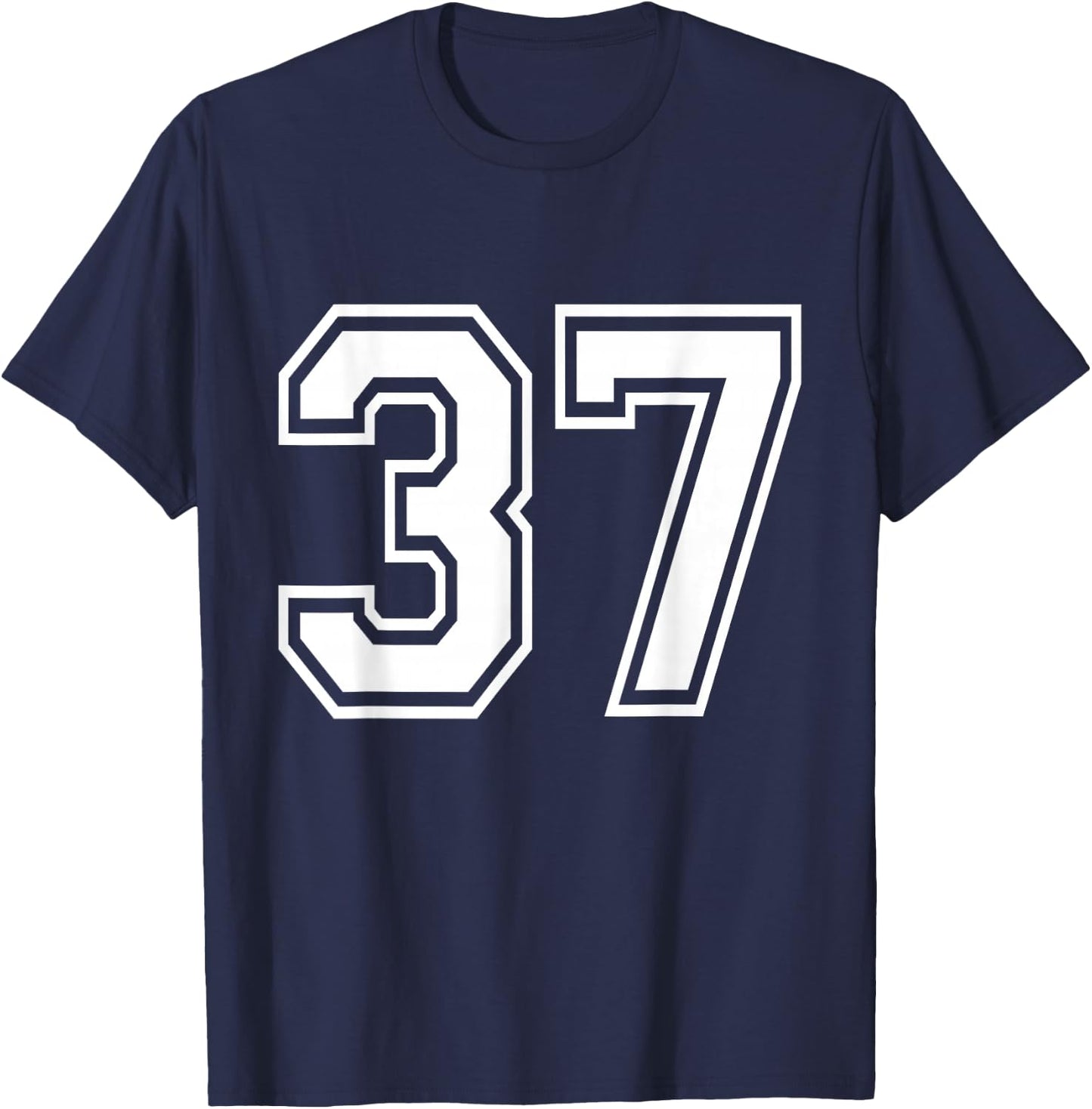 Number 37 Front + Back Varsity Sports Team 37th Birthday T-Shirt - T-Shirt | Navy