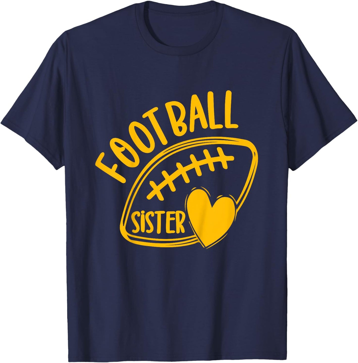 Kids Girls Game Day Blue and Yellow High School Football Sister T-Shirt - T-Shirt | Navy