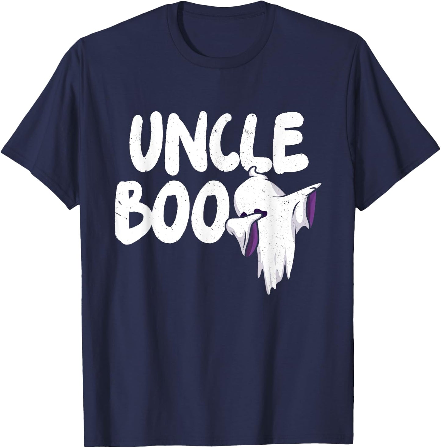 Uncle Boo Ghost Halloween Family Matching Spooky Dad Grandpa T-Shirt - T-Shirt | Navy