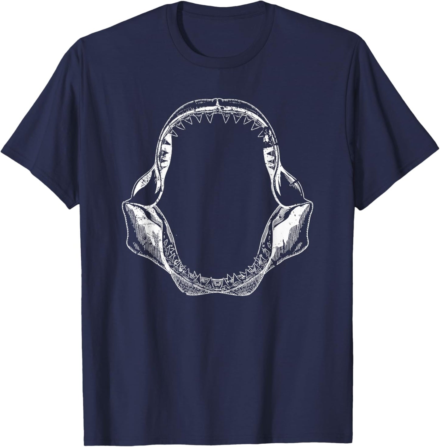 Vintage Distressed Shark Jaw T-Shirt - T-Shirt | Navy