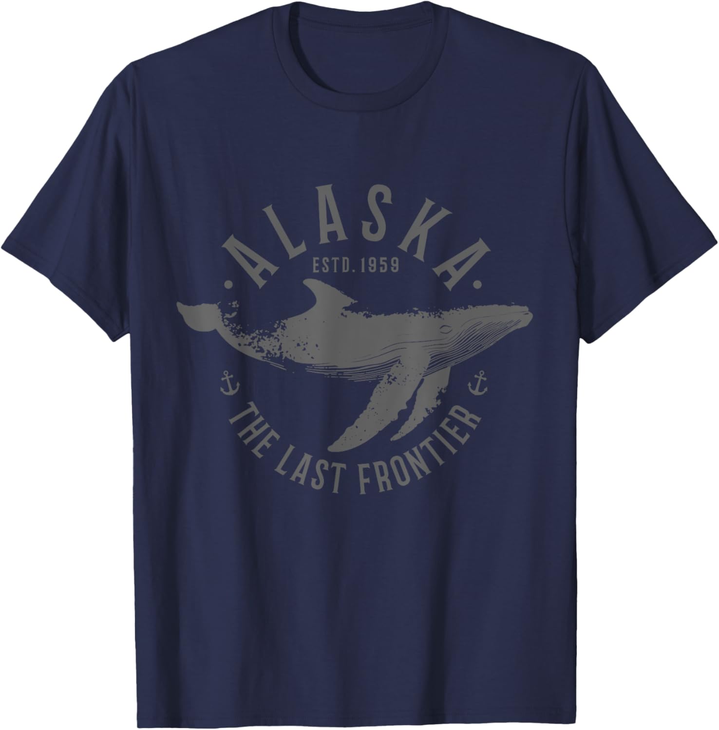 Alaska The Last Frontier Whale Ocean Nautical Souvenir T-Shirt - T-Shirt | Navy