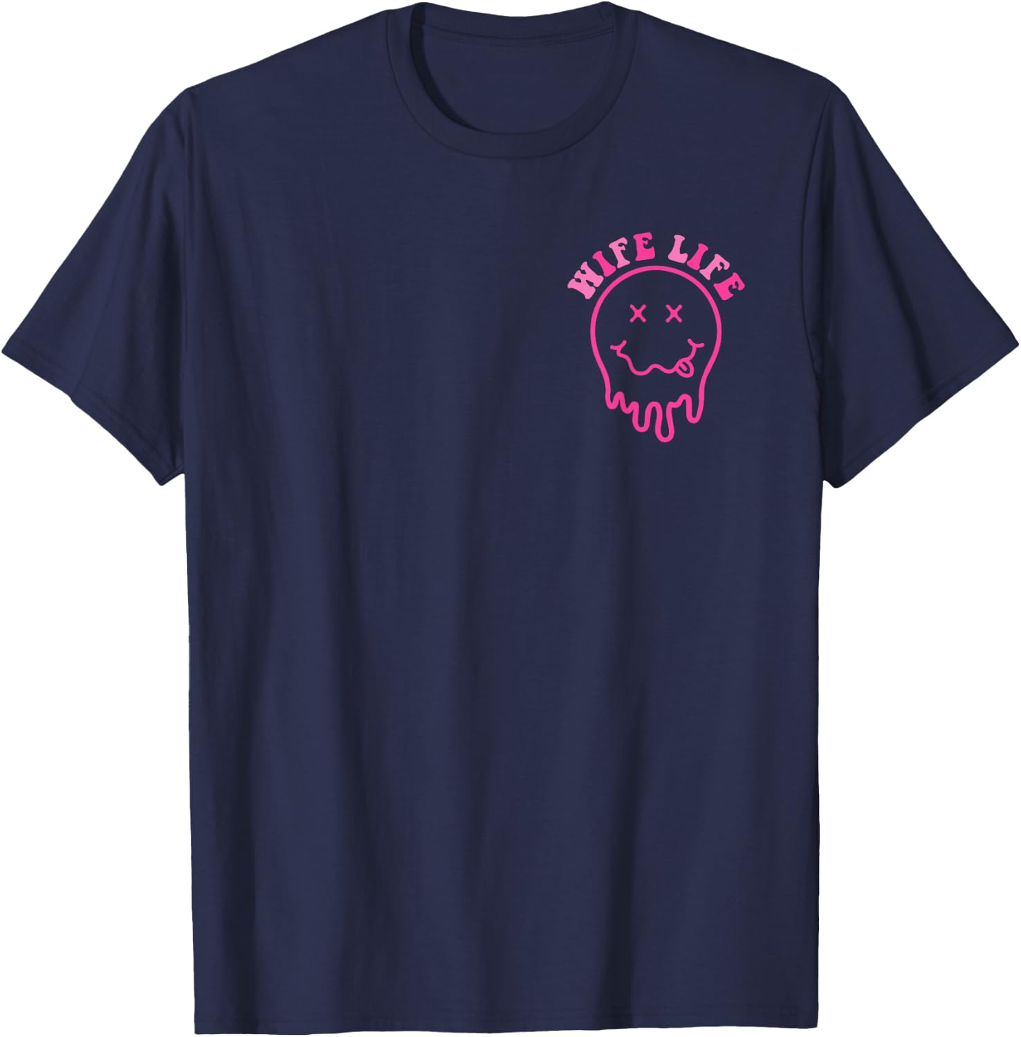 Funny On My Husband's Last Nerve Groovy Wife 2 Sides T-Shirt - T-Shirt | Navy