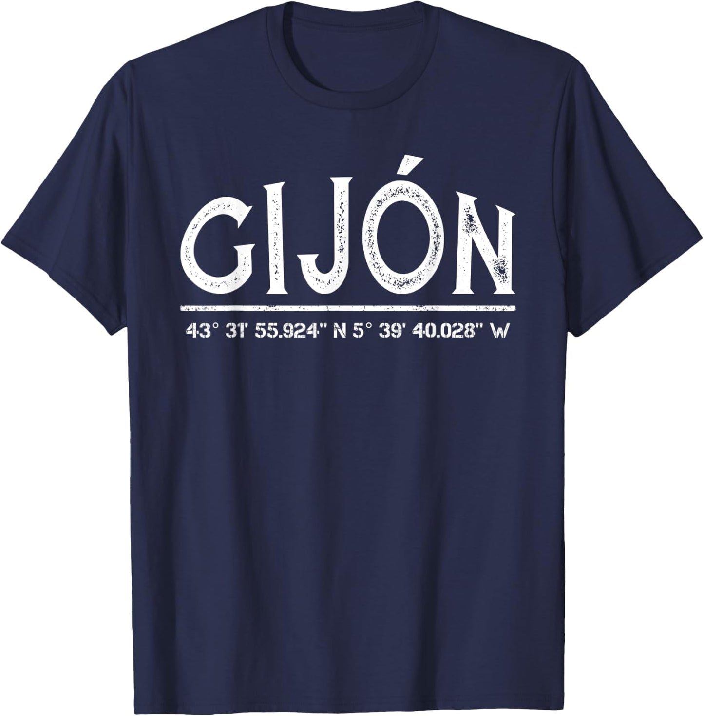GPS coordinates Gijón Province of Asturias T-Shirt - T-Shirt | Navy