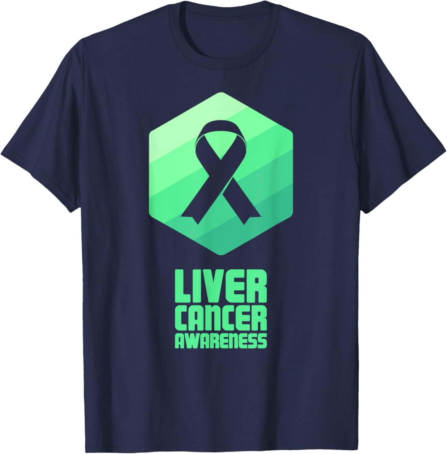 Ribbon | Hepatic Awareness Present - Liver Cancer T-Shirt - T-Shirt | Navy