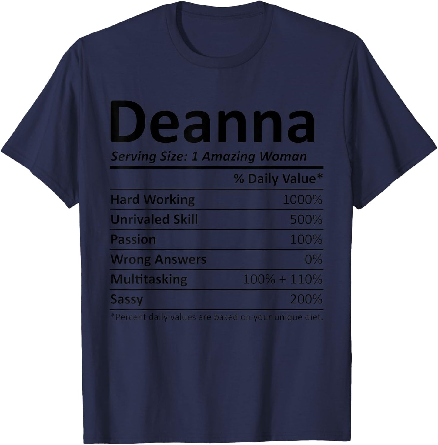DEANNA Nutrition Personalized Name Funny Christmas Gift T-Shirt - T-Shirt | Navy