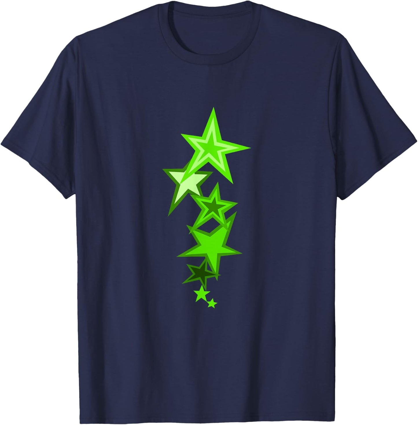 Green Color Vertical Stars Green Graphic T-Shirt - T-Shirt | Navy