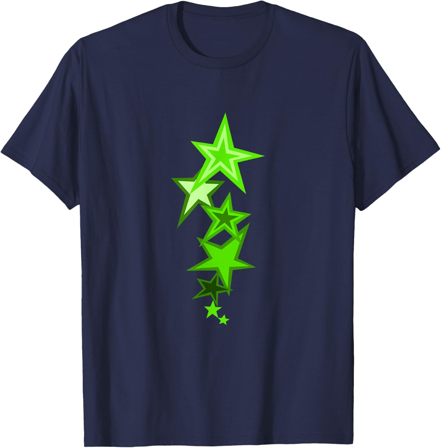 Green Color Vertical Stars Green Graphic T-Shirt - T-Shirt | Navy