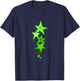 Green Color Vertical Stars Green Graphic T-Shirt - T-Shirt | Navy