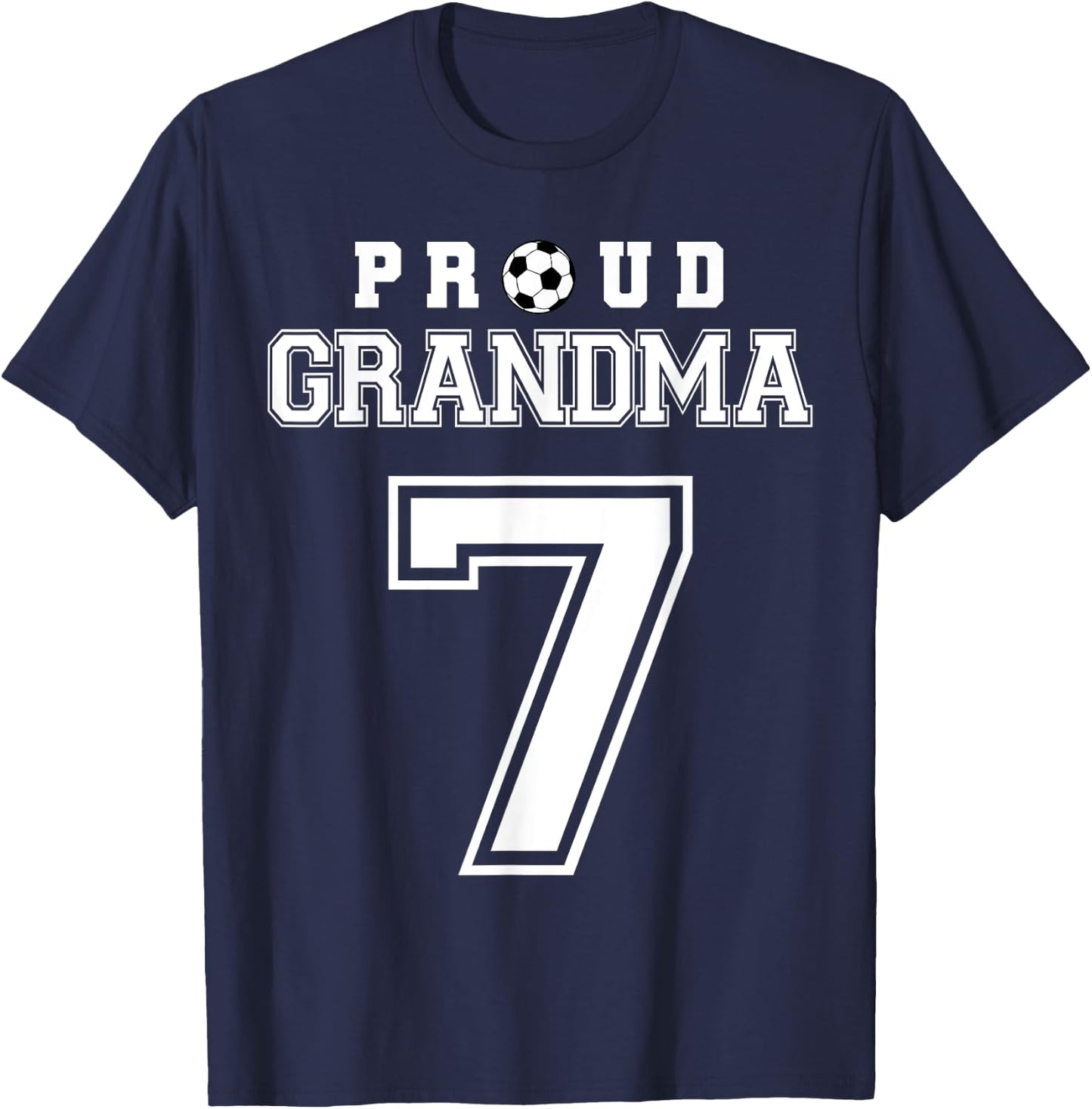 Number 7 Custom Proud Soccer Futbol Grandma Personalized T-Shirt - T-Shirt | Navy