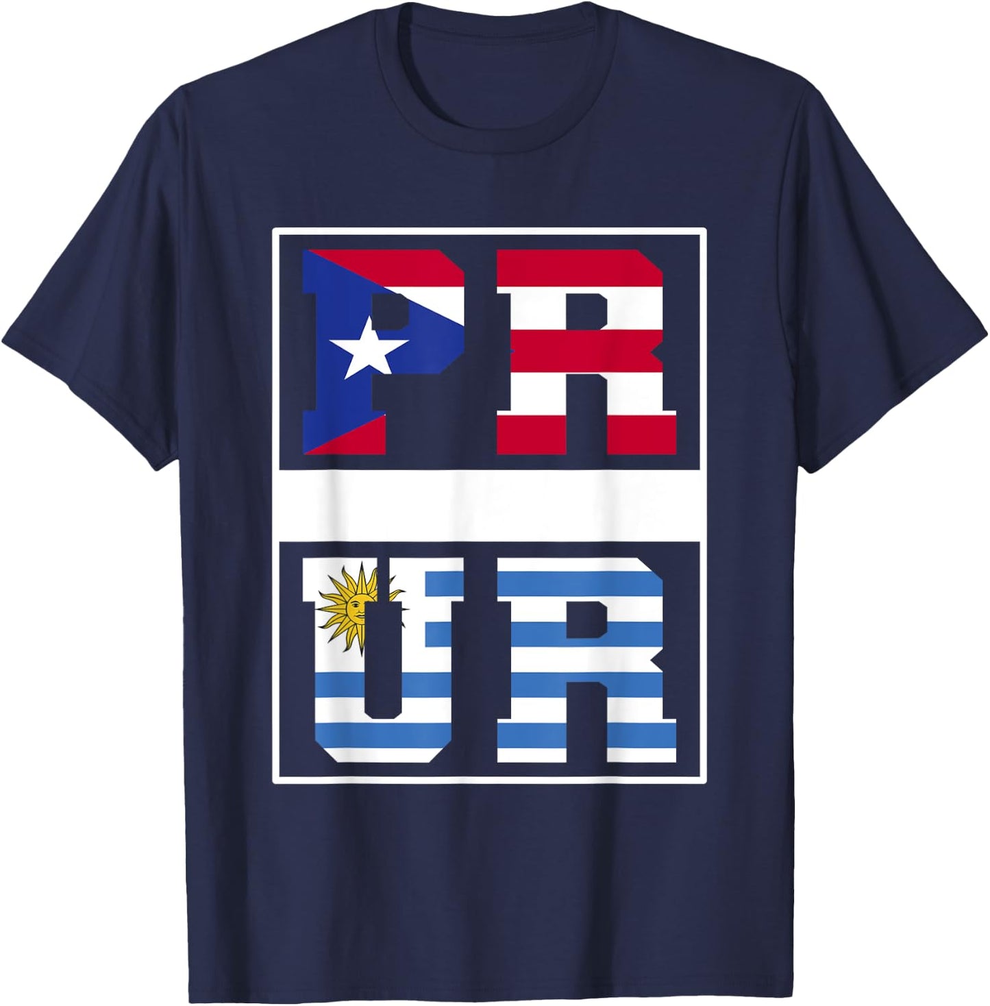 Half Boricua Uruguayan Mixed Heritage Puerto Rico Uruguay T-Shirt - T-Shirt | Navy