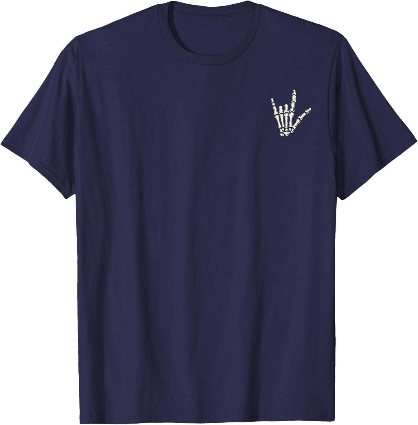 Punk Rock Skeleton Cool Rocker Halloween Men Women Boys Kids T-Shirt - T-Shirt | Navy