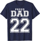Custom Proud Volleyball Dad Number 22 Personalized T-Shirt - T-Shirt | Navy