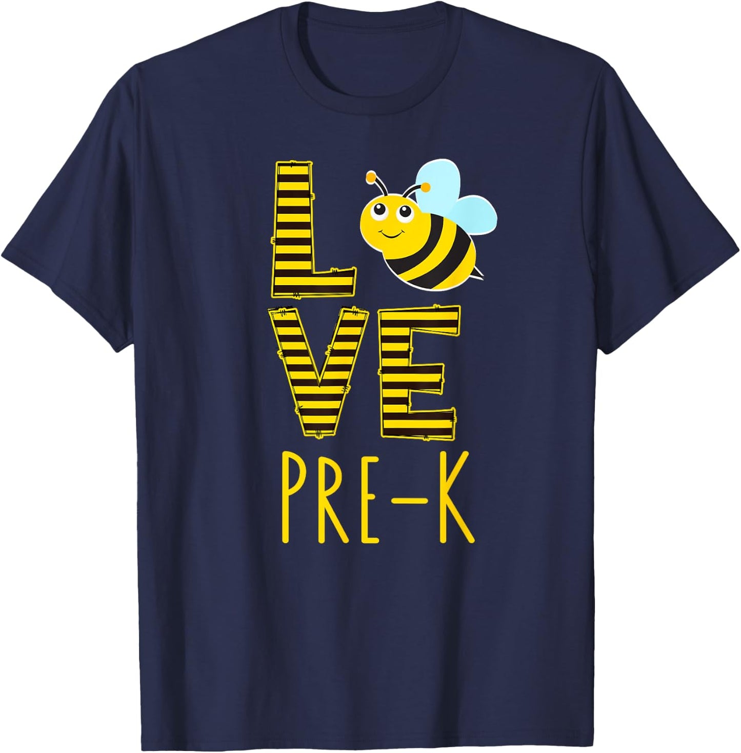 Love Pre-K Back To School Yellow Bee Pre-K Teacher Men Women T-Shirt - T-Shirt | Navy
